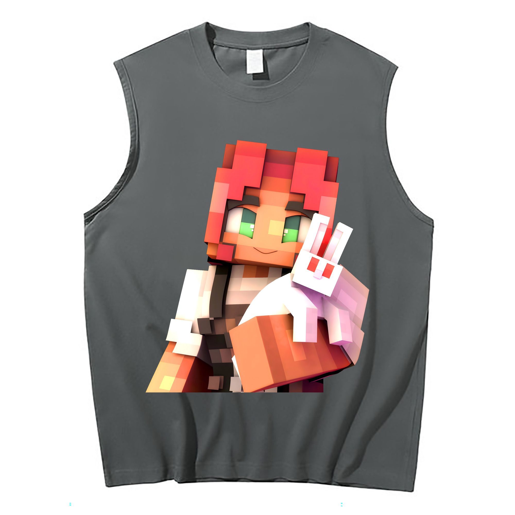 （画像用） マインクラフト ブロックの世界 Minecraft MC Block world コットン100％タンクトップ（フロントプリント）